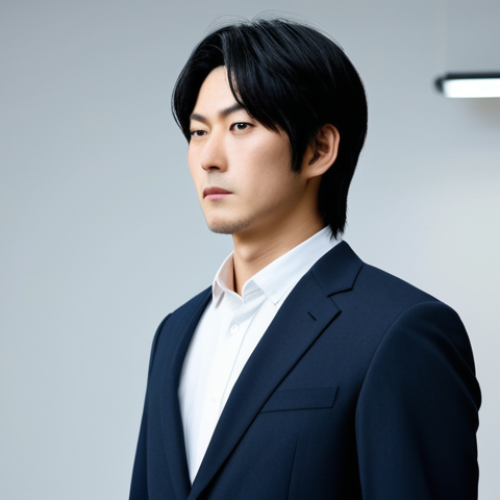 Home 18 A professional Japanese male actor, inspired by Ryunosuke Kamiki, standing confidently in a modern studio. He wears a modest, stylish dark suit and a professional dress shirt. His expression is thoughtful, showcasing his versatile acting range. The background is a blurred studio set, hinting at various roles. Perfect anatomy, correct proportions, natural pose, well-formed hands, proper finger count. Professional photography, high-quality, safe for work, appropriate content, fully clothed, modest, family-friendly.