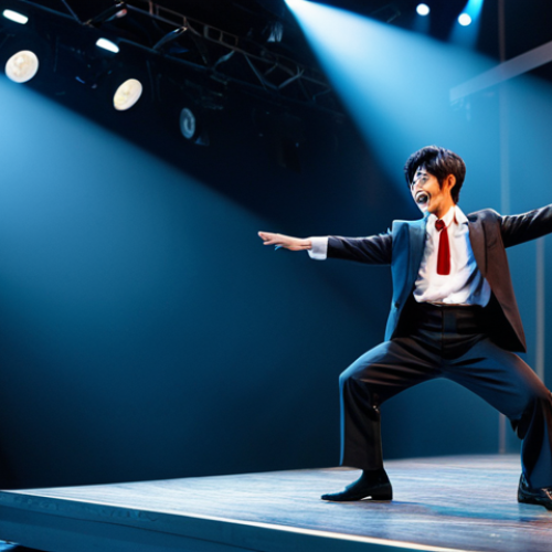 Home 17 A professional Japanese male artist, fully clothed in modest, stylish performance attire, is captured in a dynamic, energetic pose on a brightly lit concert stage. In a split composition, the other half shows him in a professional film studio, embodying a dramatic character with subtle emotional depth, wearing appropriate, professional acting costume. Both scenes depict a versatile artist, showcasing perfect anatomy, correct proportions, well-formed hands, and natural poses. The image is high quality, professional photography, appropriate content, family-friendly, and safe for work.