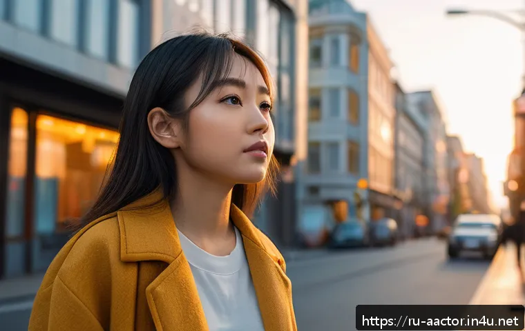 미나미 히카루 청춘 영화 참여 - A realistic urban scene featuring a young Asian actress resembling Minami Hikaru wearing modern, sty...