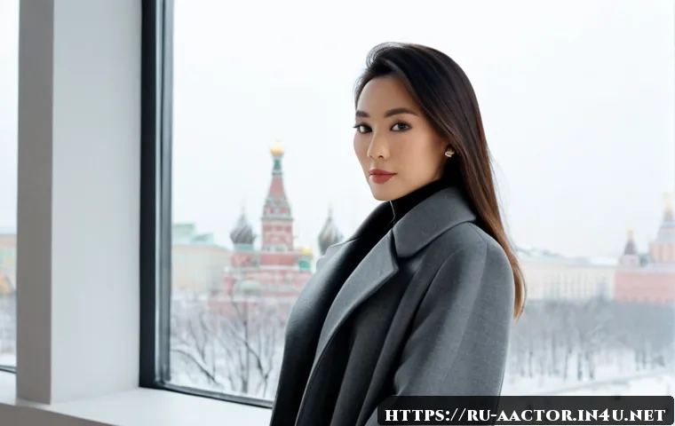 Home 17 야기 아리사 모델과 연기 - Photorealistic editorial portrait of a poised Japanese fashion model in a minimalist Moscow photo st...